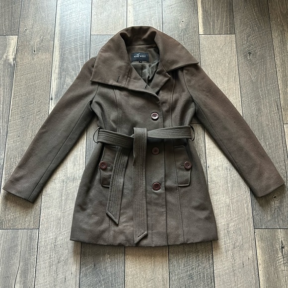 Nine West Olive Wool Pea Coat - Picture 5 of 16